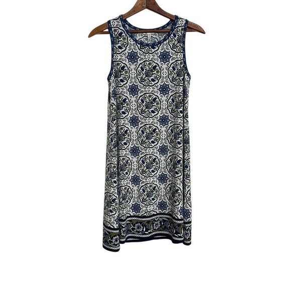 Max Studio Floral Sleeveless Sheath Dress Blue White Size XS - Picture 1 of 9